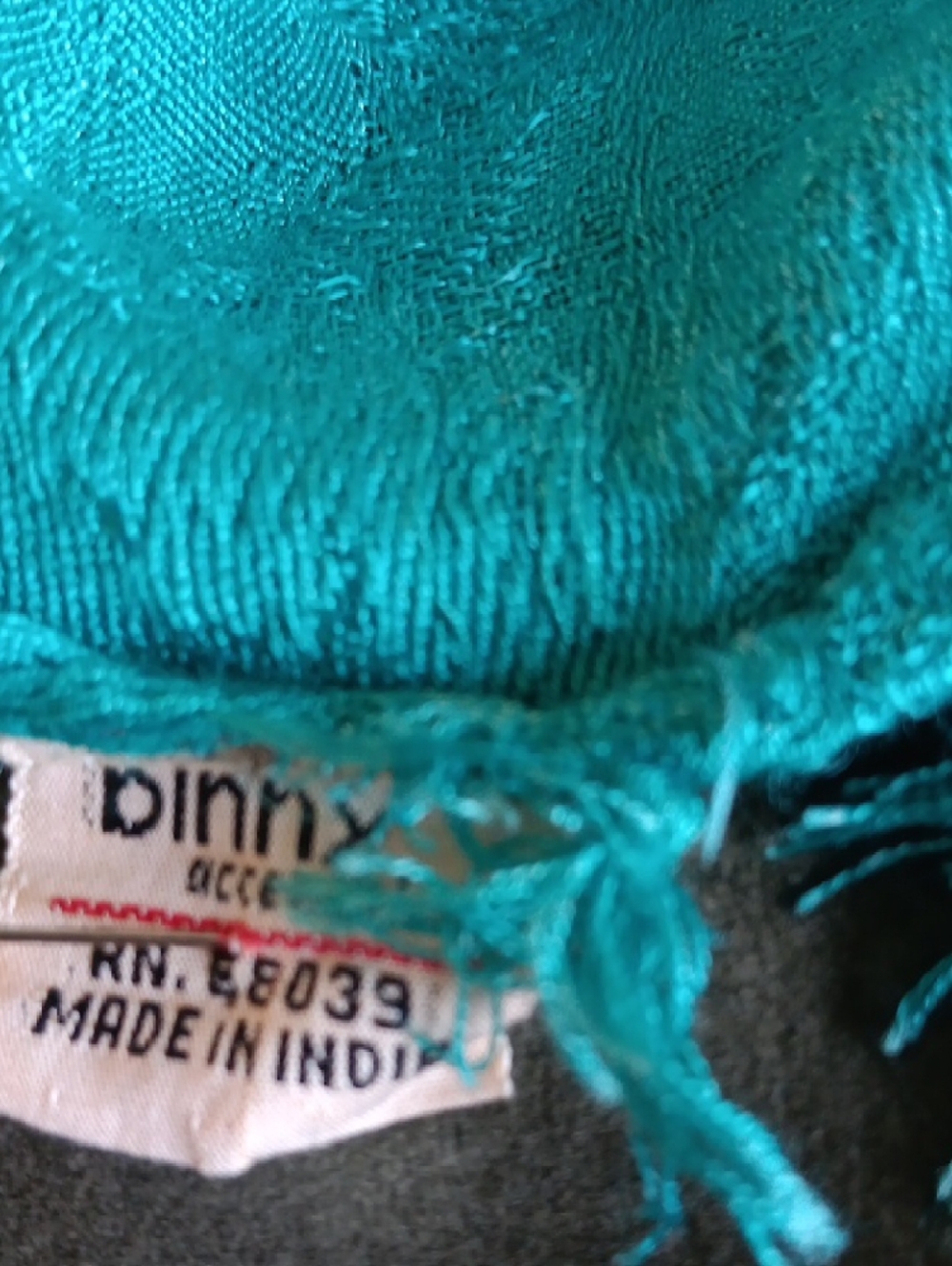 Teal Fringe Wrap Scarf - Versatile Women’s Accessory.From The 1960s! - Picture 3 of 7